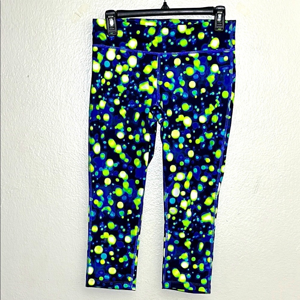 Xersion Blue and Green Patterned Leggings for Active Wear